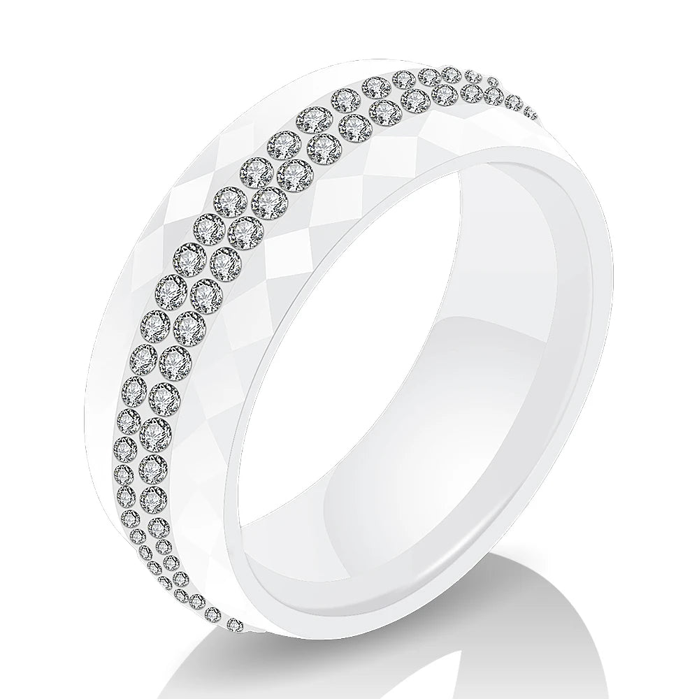 High Qulity Women Jewelry Ring Wholesale Black And White Simple Style Comly Crystal Ceramic Rings for Women