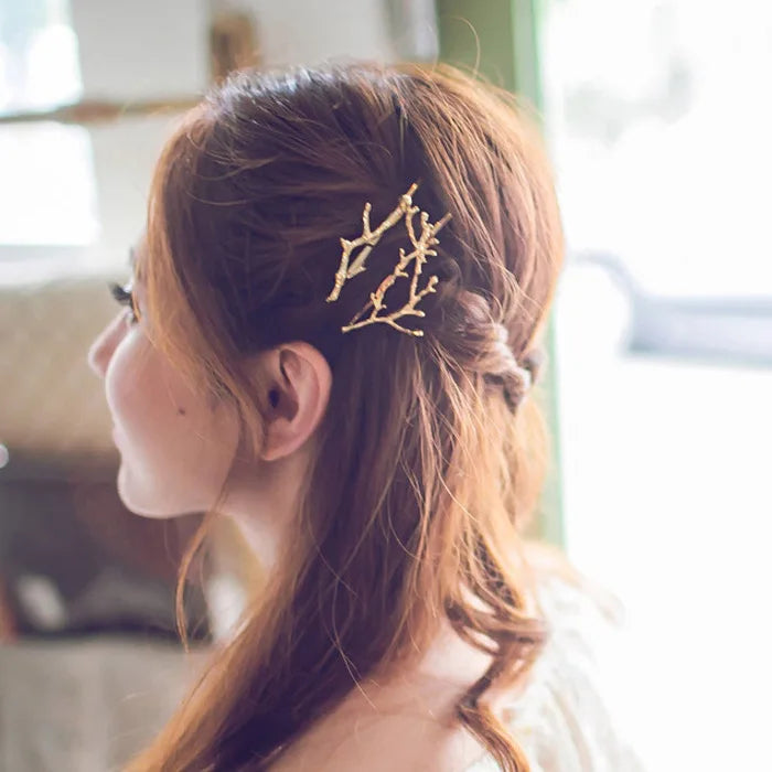 Creative Personality Metal Antler Twig Alloy Unique Hairpin Wild Fashion Princess Clip Gift Bride Hair Accessories For Women