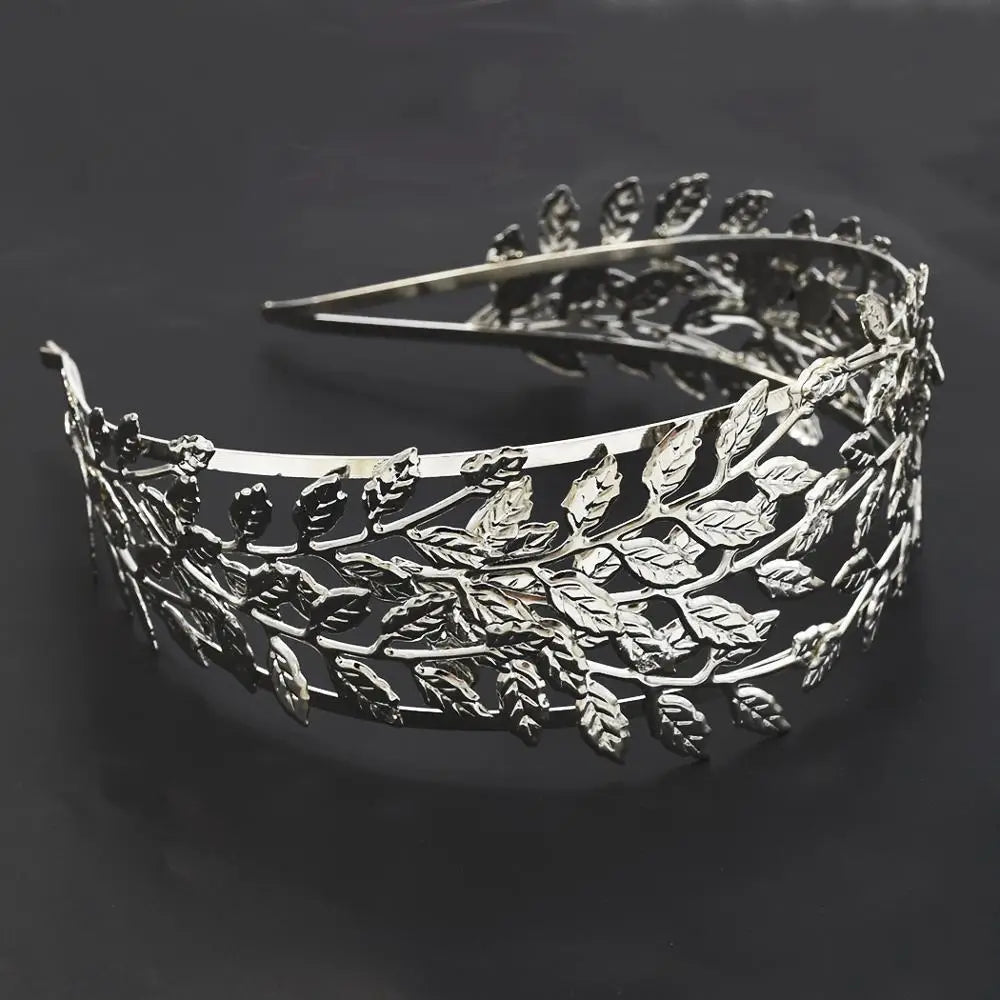 Golden Metal Leaf Hair Band Headbands Greek Goddess Crown Tiara Diadema Headdress Bridal Wedding Accessories Alice Head Jewelry