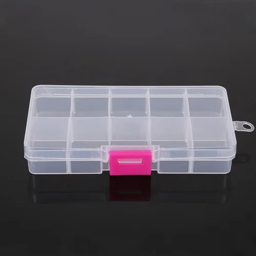 10 Slots Adjustable Transparent Jewelry Storage Box Ring Earring Drug Pill Beads Portable Plastic Organizer Case Travel Bins