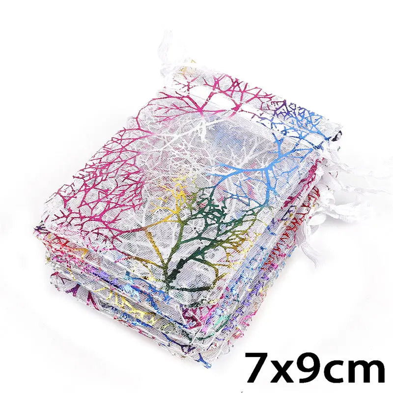 10/20/50Pcs White Blue Colorful Drawstring Organza Bags Jewelry Packaging Display Bags Wedding Party Gift Bags Jewelry Pouches