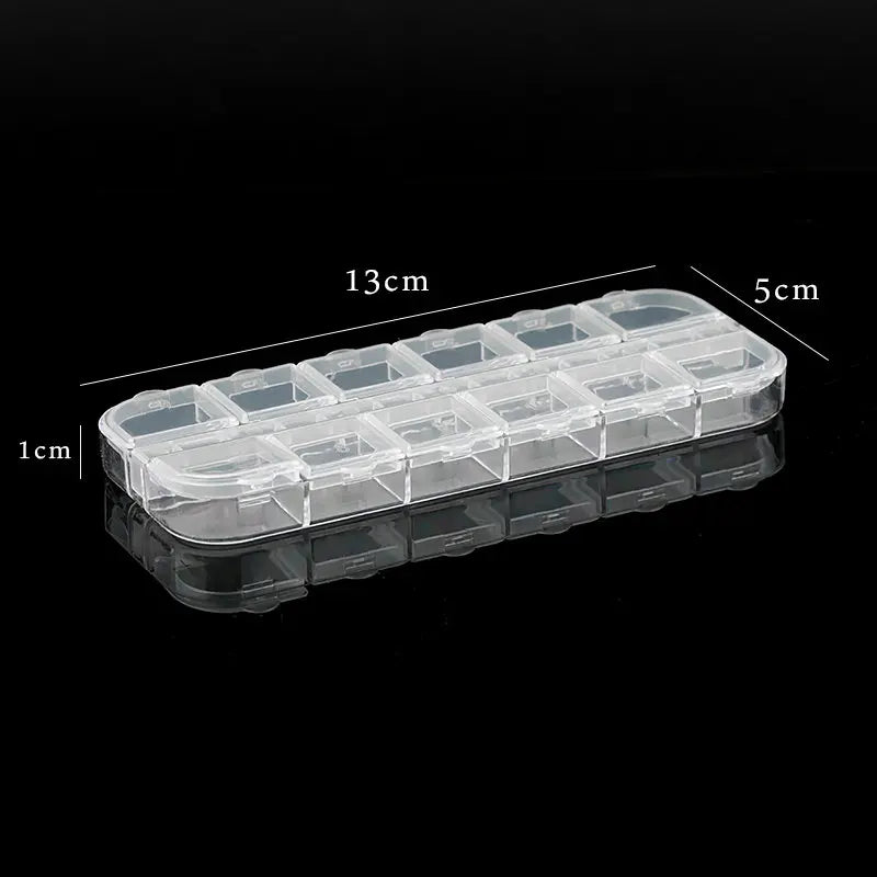 One Piece 13x5x1CM 12 Slots Compartment Plastic Storage Box Adjustable Rectangle Jewelry Container Box Case for Beads&earrings