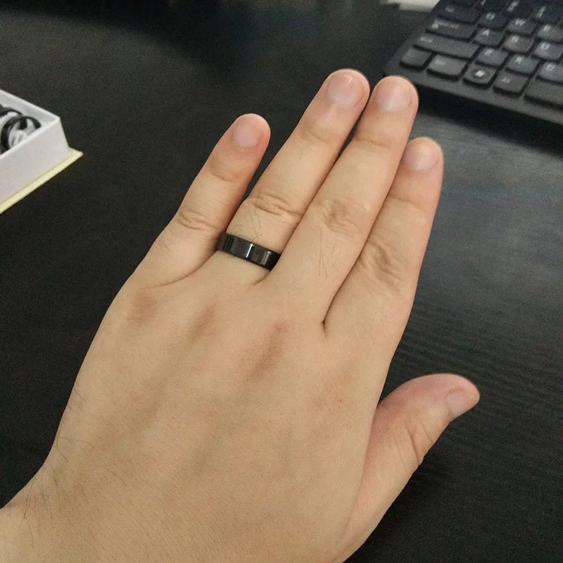 Vintage Stainless Steel Black Rings for Women Wedding Rings Cocktail Rings Men Jewelry Width 6mm