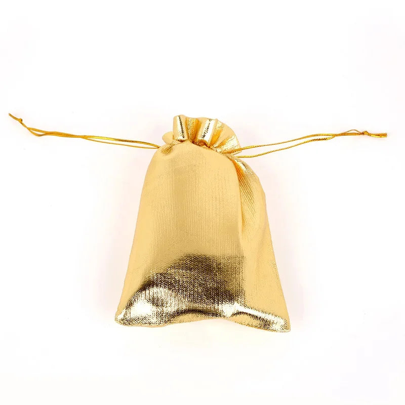 10Pcs/lot 4 Size Gold Drawstring Organza Jewelry Organizer Pouch Jewelry Packaging Display & Jewelry Pouches