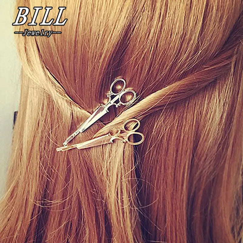 1pc Women Hairpin Scissors Pattern Hair Clip Hair Barrettes Apparel Accessories Gold Color Headpiece Wholesale Hair Jewelry
