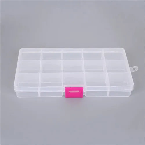 15 Grid Adjustable Transparent 5 Colors Jewelry Storage Box Ring Earring Beads Case Plastic Portable Organizer Box Travel Bins