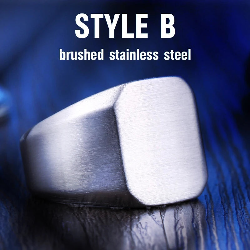 BEIER  Men's High Polished Fashion Man's 316L Stainless Steel Biker Unique Golden Black Square Ring For Men Gift BR8-177