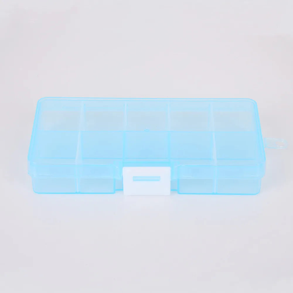 10 Slots Adjustable Transparent Jewelry Storage Box Ring Earring Drug Pill Beads Portable Plastic Organizer Case Travel Bins