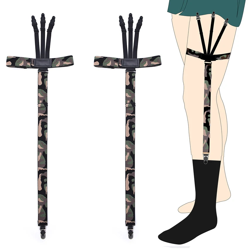 Fashion Man's Garters Shirt Stays Skirt Holder Gentleman's Leg Suspenders Gourd Buckle Elastic Uniform Strap Shirt Garters