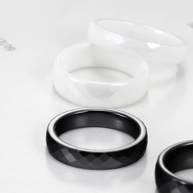 New 4mm Light Pink Black White Beautiful Hand Cut Ceramic Ring For Woman Top Quality Jewelry Without Scratches Woman Ring