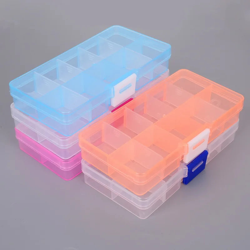 10 Slots Adjustable Transparent Jewelry Storage Box Ring Earring Drug Pill Beads Portable Plastic Organizer Case Travel Bins