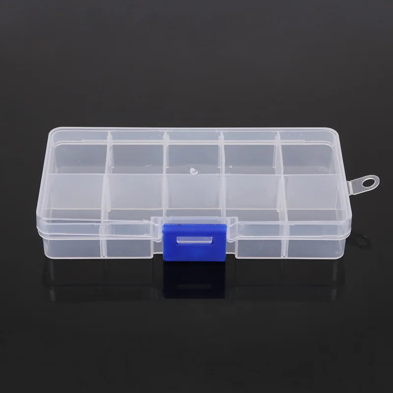 10 Slots Adjustable Transparent Jewelry Storage Box Ring Earring Drug Pill Beads Portable Plastic Organizer Case Travel Bins
