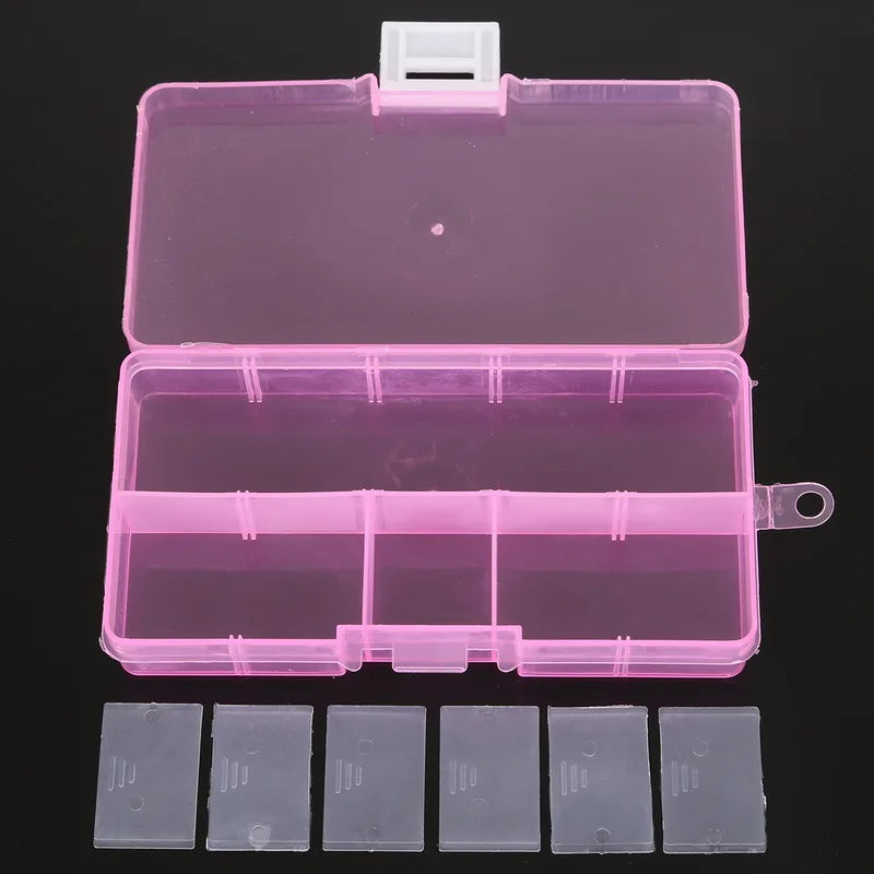 10 Slots Adjustable Transparent Jewelry Storage Box Ring Earring Drug Pill Beads Portable Plastic Organizer Case Travel Bins