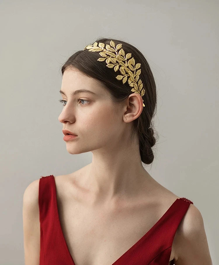 Golden Metal Leaf Hair Band Headbands Greek Goddess Crown Tiara Diadema Headdress Bridal Wedding Accessories Alice Head Jewelry