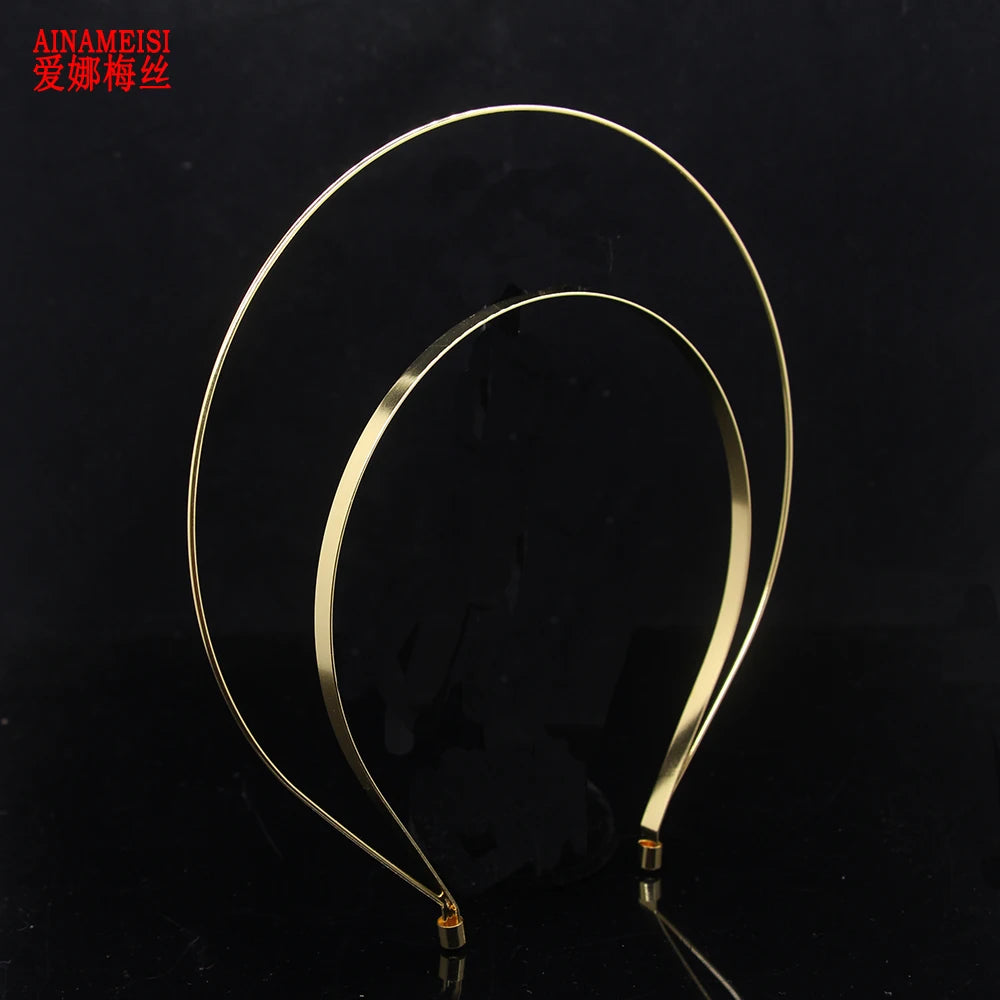 AINAMEISI New Gold Plate Crown Design Headband Wedding Hair Accessories HairBands Tiara Crown Bridal Jewelry For Women
