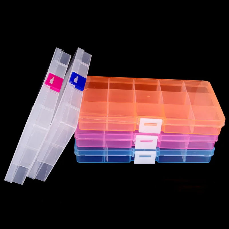 15 Slot Plastic Adjustable Transparent Jewelry Ring Earrings Box Case Portable Organizer Storage Box Jewelry Package