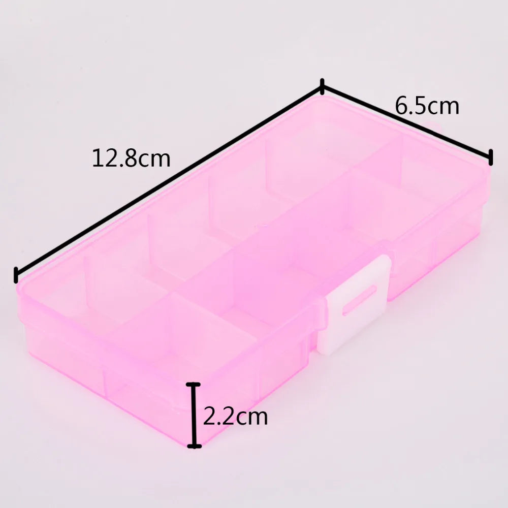 10 Slots Adjustable Transparent Jewelry Storage Box Ring Earring Drug Pill Beads Portable Plastic Organizer Case Travel Bins