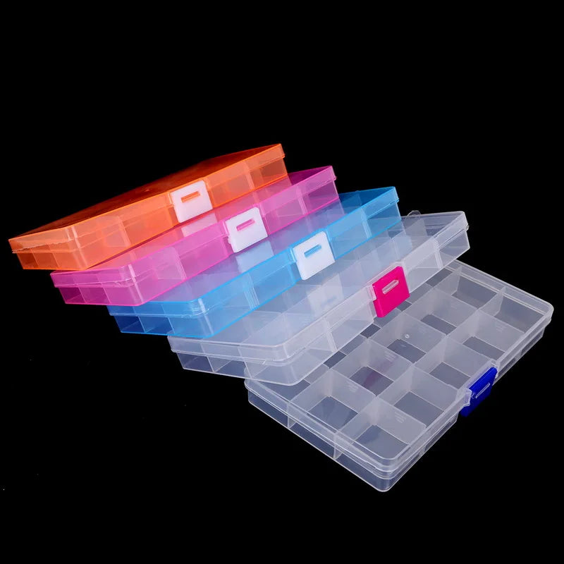 15 Slot Plastic Adjustable Transparent Jewelry Ring Earrings Box Case Portable Organizer Storage Box Jewelry Package