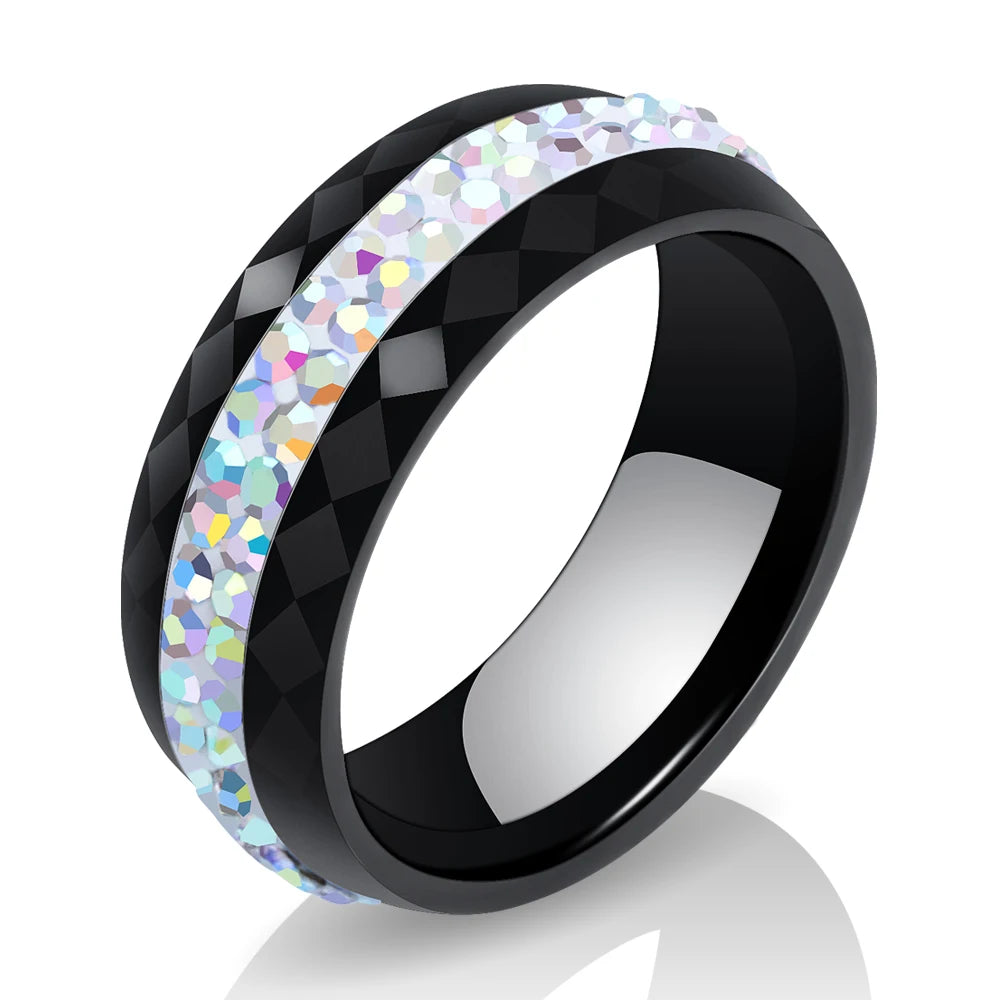 High Qulity Women Jewelry Ring Wholesale Black And White Simple Style Comly Crystal Ceramic Rings for Women