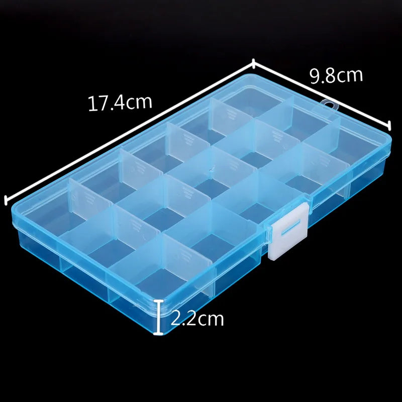 15 Slot Plastic Adjustable Transparent Jewelry Ring Earrings Box Case Portable Organizer Storage Box Jewelry Package