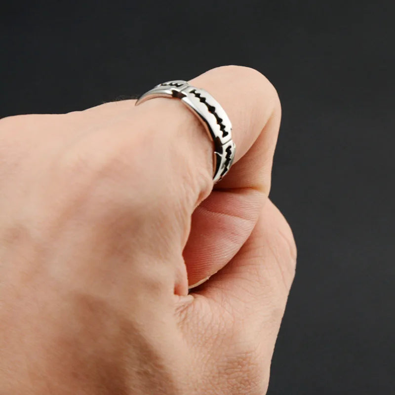 Charm Stainless Steel Hip Hop Bladed Ring Fashion Punk Rock Black  Silver Color Ring Lover Couple Rings for Man And Women Ring