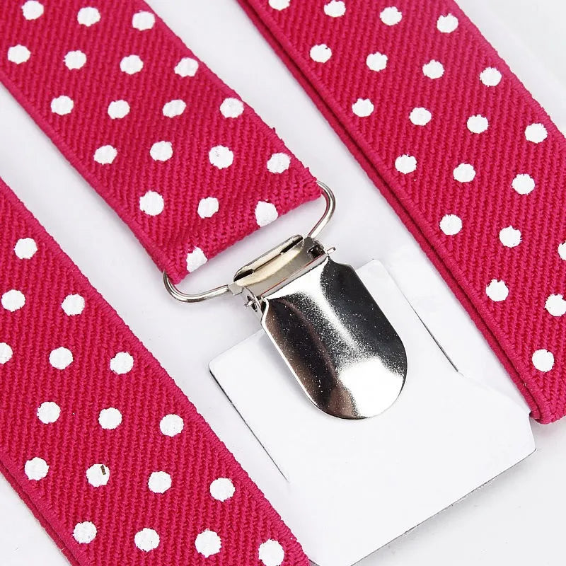Fashion Polka Dot Colorful Children Belt Baby Boys Girls Suspenders Clip-on Y-Shape Braces Elastic Kids Adjustable 3 Clips Belts