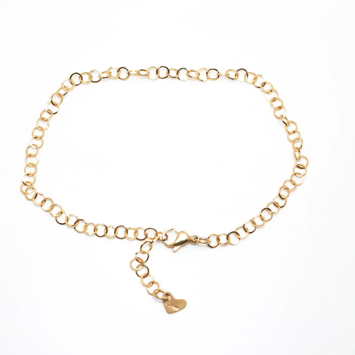 304 Stainless Steel Anklet  Gold Color Round Heart Chain Anklet Bracelets For Women on the leg Anklet Jewelry Accessories, 1 PCs