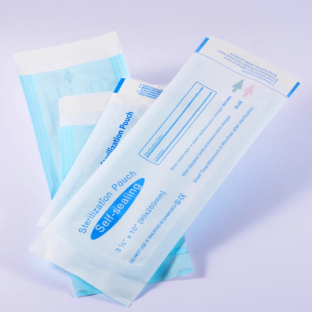 200pcs/Box Self Sealing Sterilization Pouch Bags  Dentistry Medical Grade Disposable Paper+CPP/PET Film Odontologia Supplies