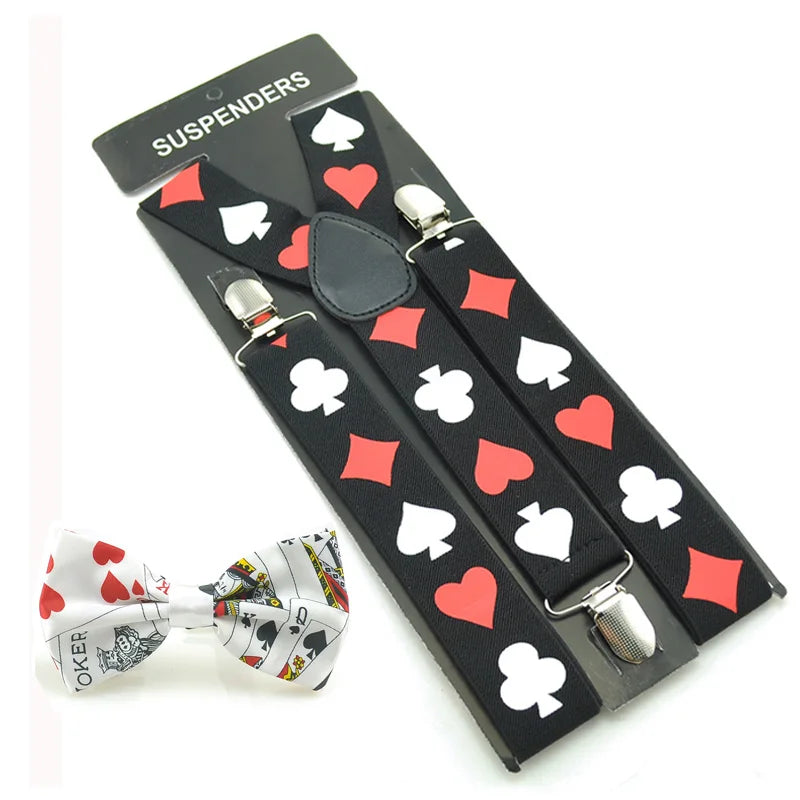 3.5cm Brace Tie Set Women Men Suspender For Trousers Pants Holder Bow Tie Cravat Set Y-Shape Poker Office Casual Gallus Gift