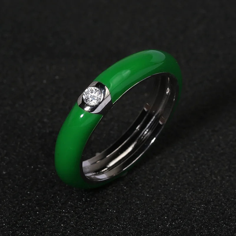 925 Silver Creative Retro Colorful Enamel Ring Female Minimalist Flower For Ladies Wedding Party Engagement Jewelry Gift
