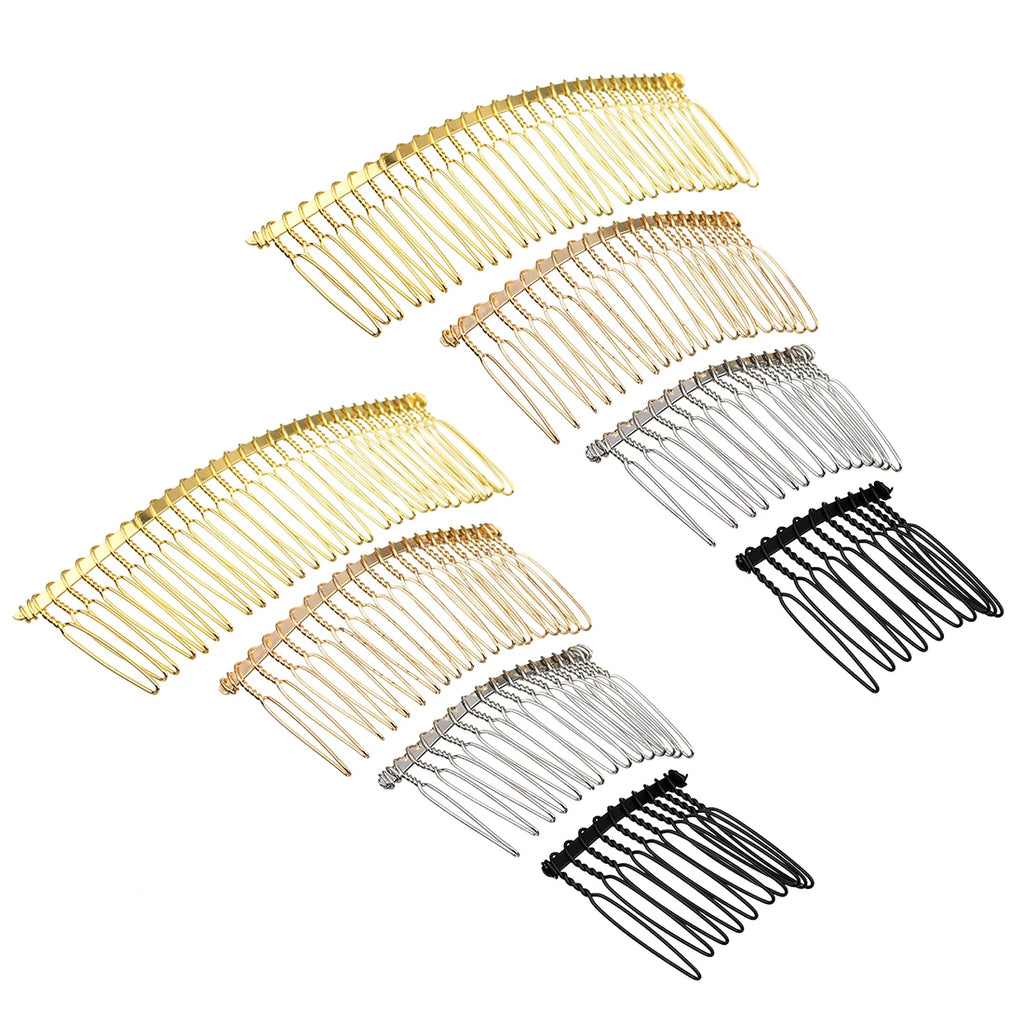 6pcs 10/15/20/30 Teeth DIY Metal Hair Comb Claw Hairpins Black/Rhodium For Wedding Jewelry Making Findings Components Comb