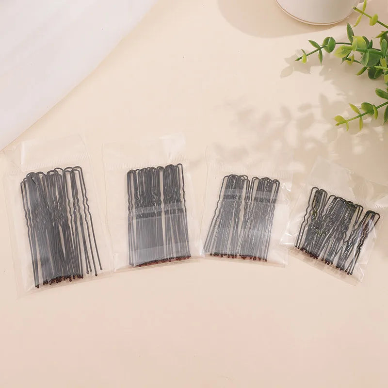 1 Pack 5cm 6cm 7cm 8cm Hair Pins Grips Waved Black Pins Alloy Metal Hair Grips Support Wholesale