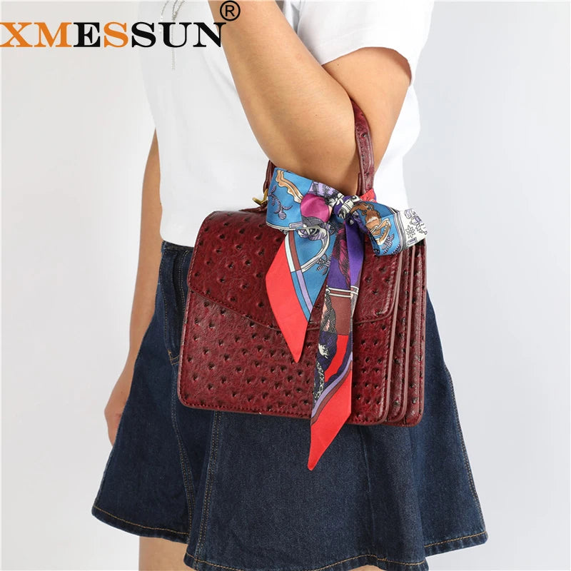 XMESSUN Brand Design Ostrich Pattern Crossbody Bag For Women 2026 Fashion Lady Shoulder Bag Luxury Casual Handbag Tote Purses