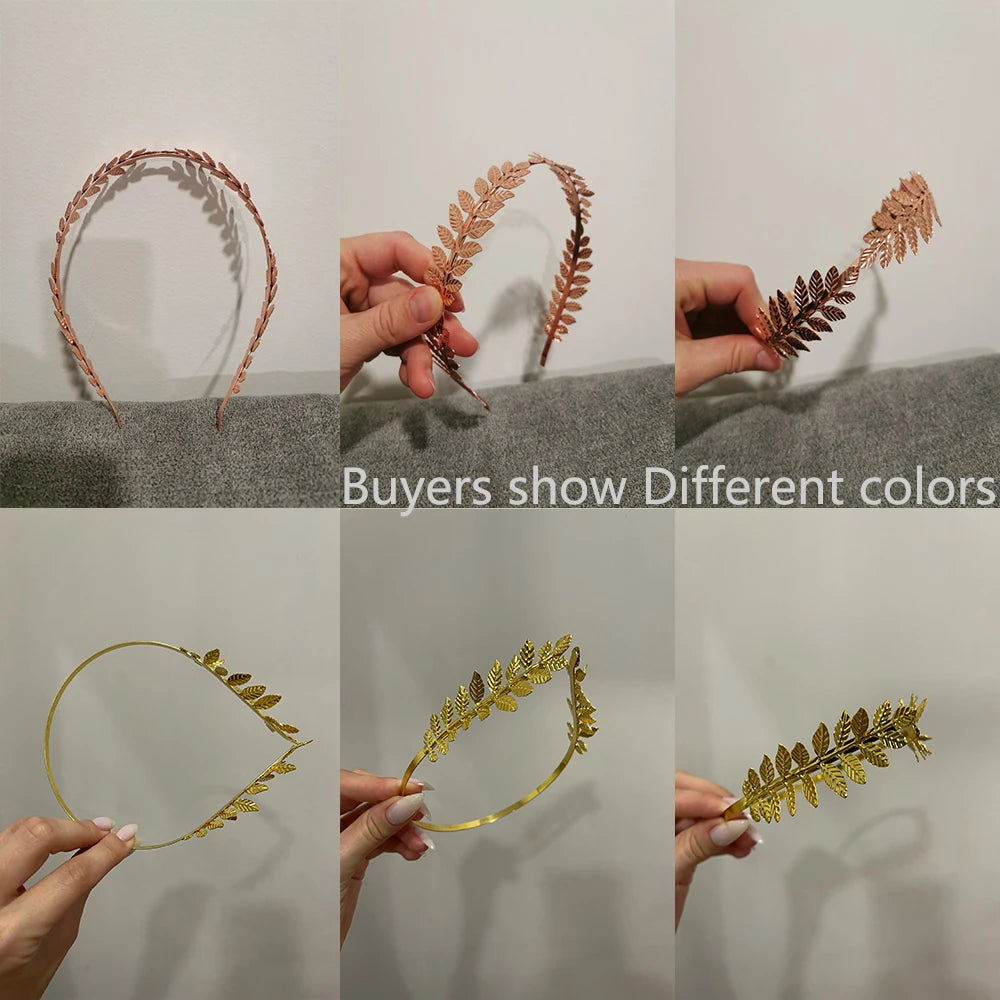 Retro Gold leaf wedding roman bride greek women hair accessories bride head jewel headband head tiaras crown jewelry Hair Hoop