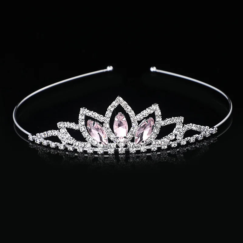 AINAMEISI Crystal Glass Crown Headband Children Girl Princess Crown Headdress Wedding Hair Accessories Party Gifts