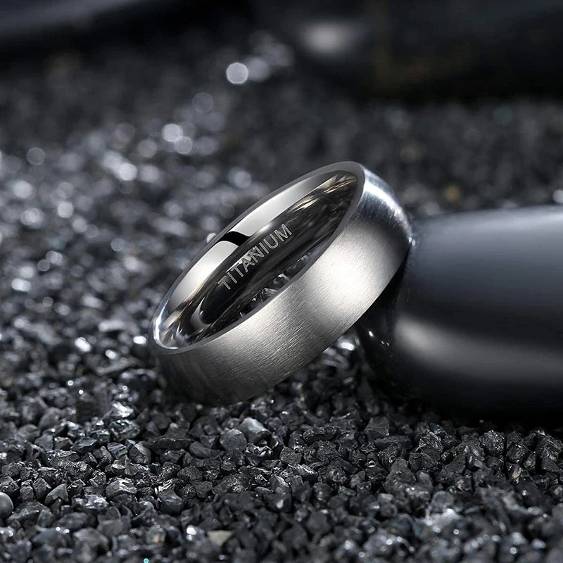 Tigrade 4/6/8mm Brushed Simple Silver/Black Color Titanium Ring Men Minimalist Wedding Band Engagement Rings Women Male Jewelry
