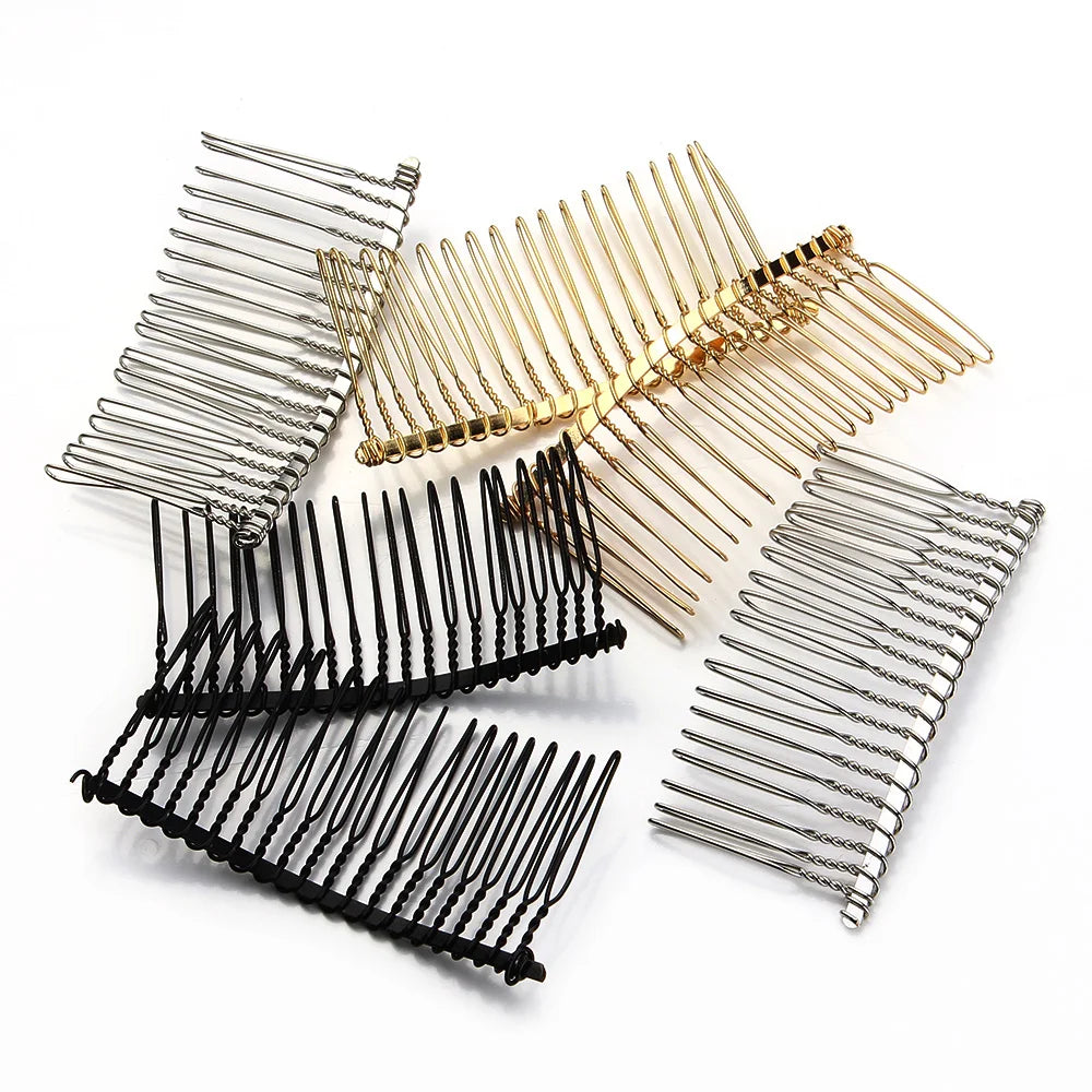 6pcs 10/15/20/30 Teeth DIY Metal Hair Comb Claw Hairpins Black/Rhodium For Wedding Jewelry Making Findings Components Comb