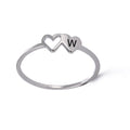 COOLTIME Initial Letter Ring for Women Stainless Steel A-Z Alphabet Double Heart Rings Simple Wedding Cheap Gift For Lover