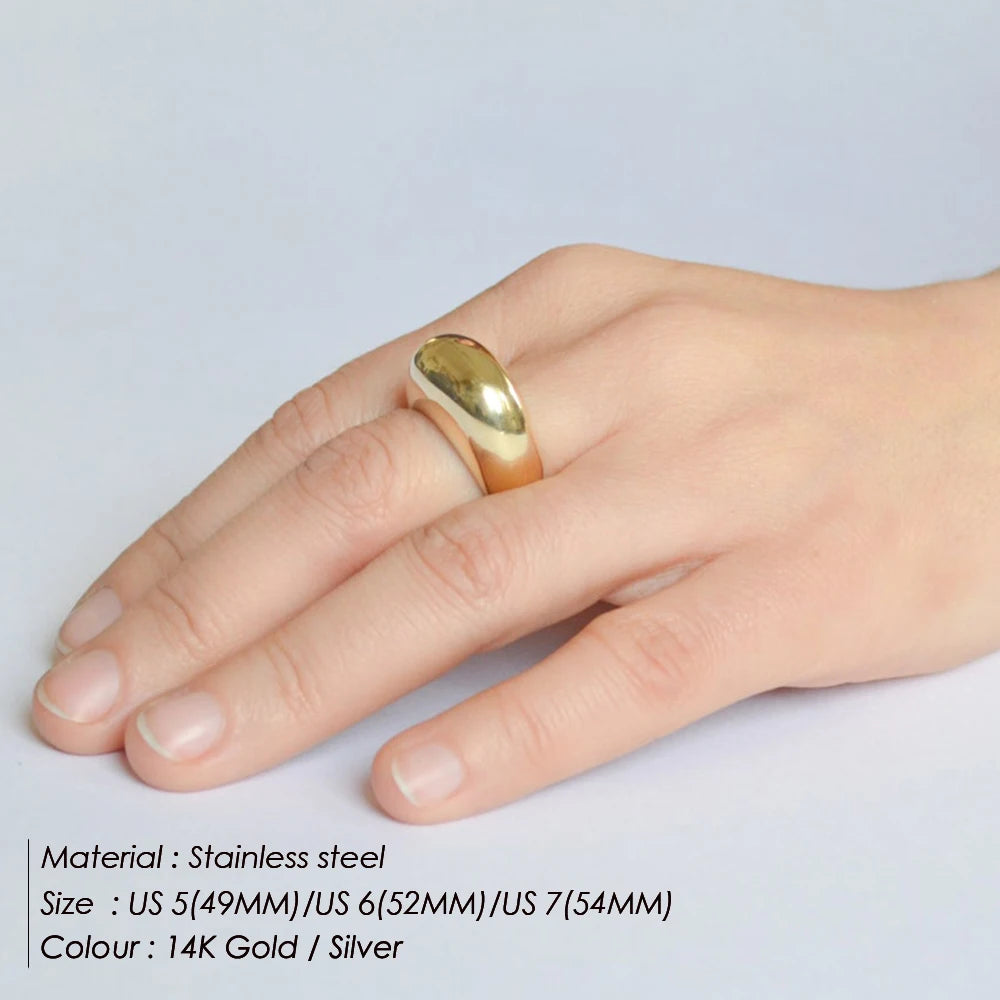 EManco Fashion Simple Stainless Steel Rings for Women Arc Rings Jewellery Geometric Ring Size 5 6 7 8