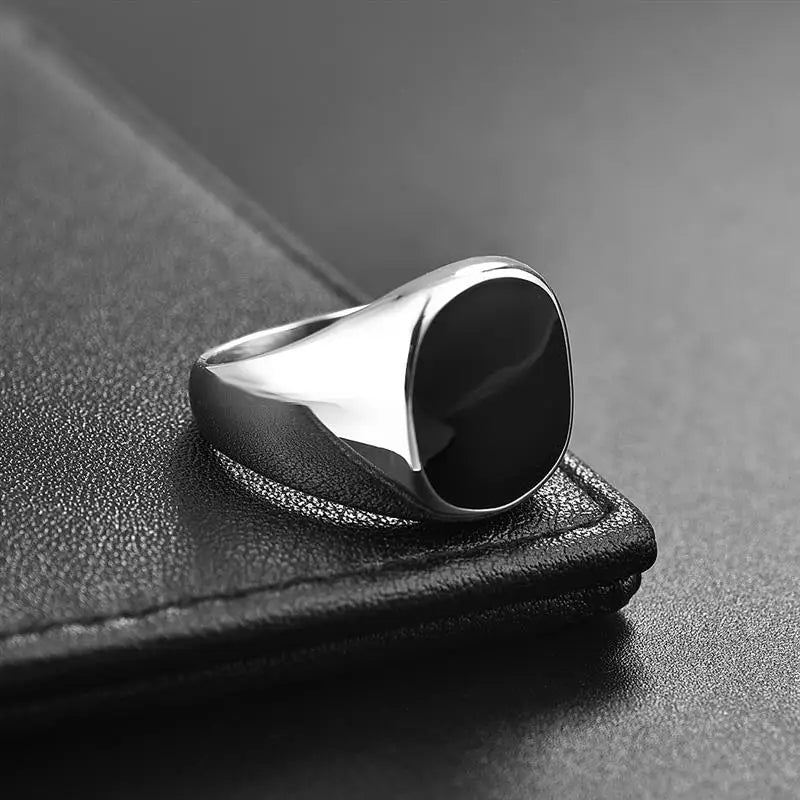 Jiayiqi Men's Ring Punk Rock Smooth 316L Stainless Steel Signet Ring For Men Hip Hop Party Jewelry Wholesale Male Wedding Anel