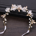 Sweet Flower Headband With Ribbon Wreath Wedding Party Ladies Girls Garlands Floral Crown Hairband Hair Accessories for Women ML