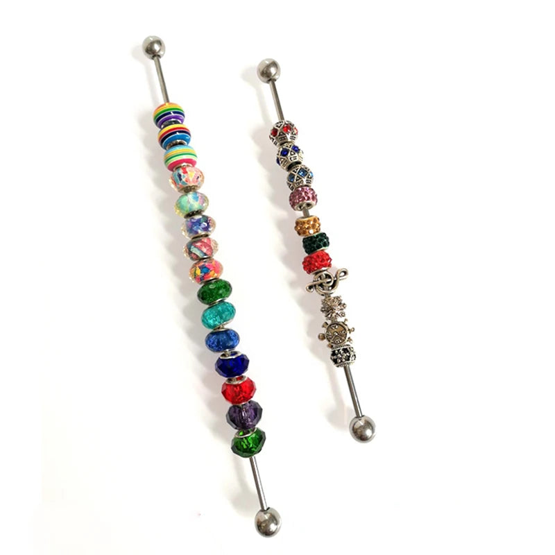 Jewelry Charm Beads Display Metal Rod Stainless Steel 2mm 3mm Hole Bracelet Beads Holder Organizer Trollbeads Storage Showcase