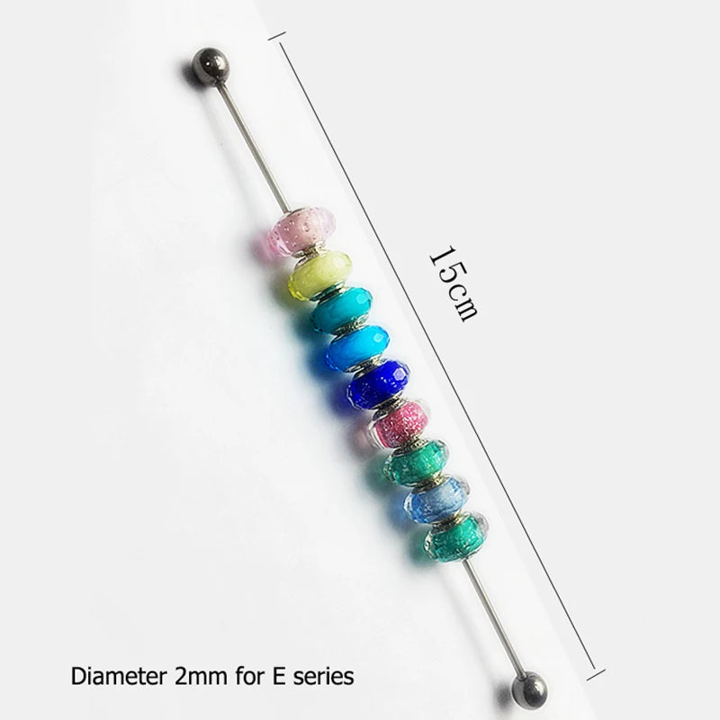 Jewelry Charm Beads Display Metal Rod Stainless Steel 2mm 3mm Hole Bracelet Beads Holder Organizer Trollbeads Storage Showcase
