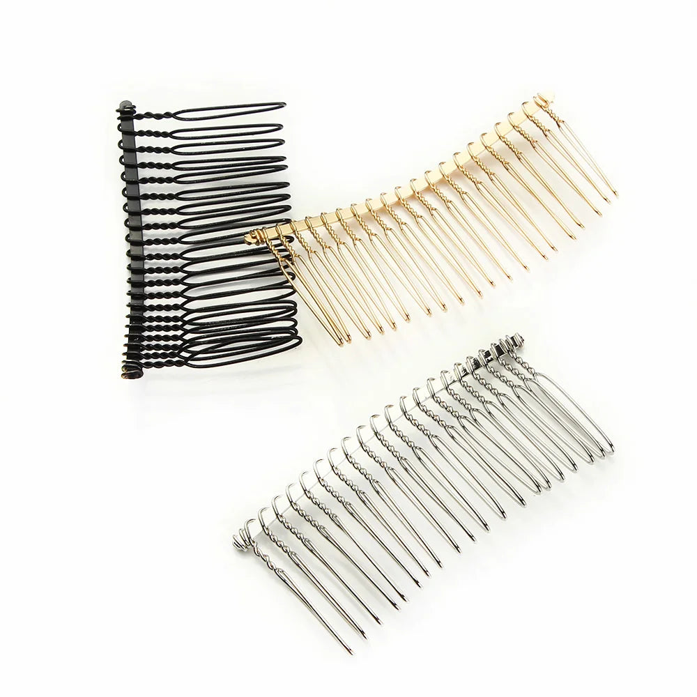 6pcs 10/15/20/30 Teeth DIY Metal Hair Comb Claw Hairpins Black/Rhodium For Wedding Jewelry Making Findings Components Comb
