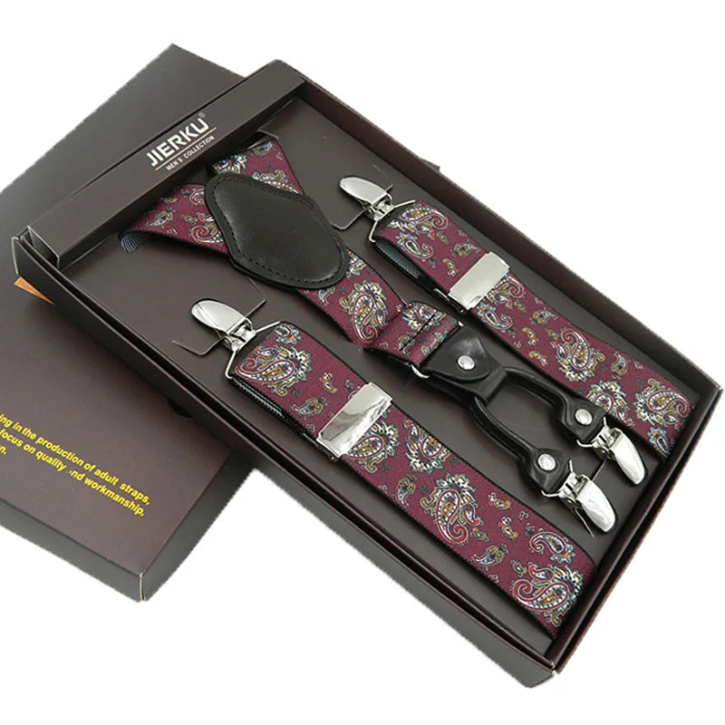 Man Suspenders Fashion Braces Adjustable 4 Clips Leather Belt Strap Tirante Trousers Suspensorio Father Gifts Ligas Gift
