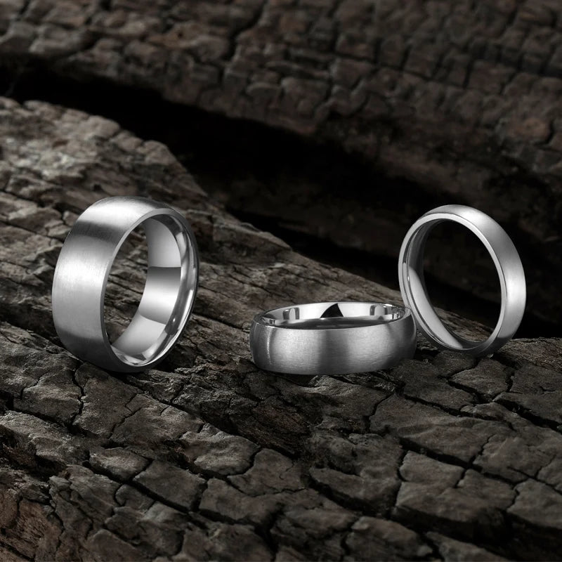Tigrade 4/6/8mm Brushed Simple Silver/Black Color Titanium Ring Men Minimalist Wedding Band Engagement Rings Women Male Jewelry