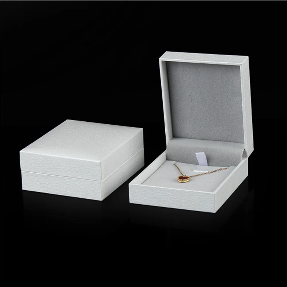 White Leather Paper Jewelry Box Necklace Ring Bracelet Earring Jewelry Storage Box Pendant Jewelry Display Case Gift Packaging