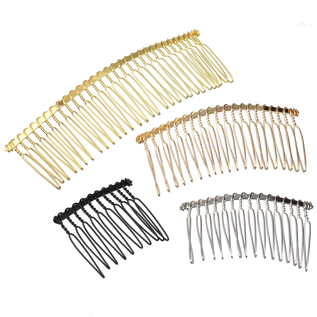 6pcs 10/15/20/30 Teeth DIY Metal Hair Comb Claw Hairpins Black/Rhodium For Wedding Jewelry Making Findings Components Comb