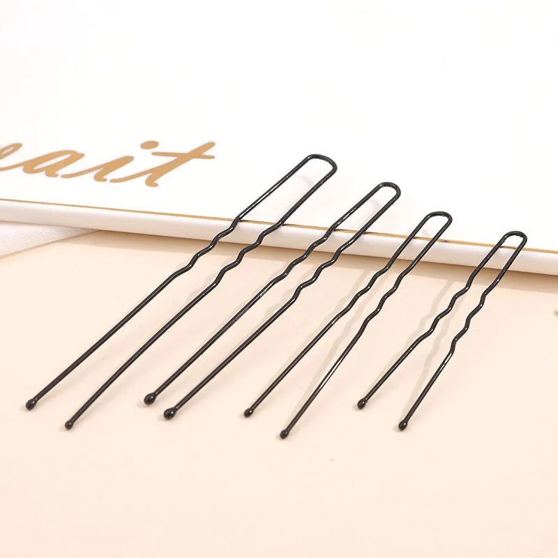1 Pack 5cm 6cm 7cm 8cm Hair Pins Grips Waved Black Pins Alloy Metal Hair Grips Support Wholesale