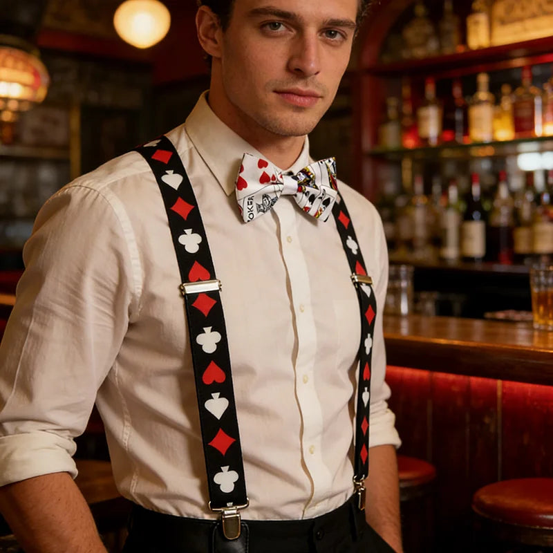 3.5cm Brace Tie Set Women Men Suspender For Trousers Pants Holder Bow Tie Cravat Set Y-Shape Poker Office Casual Gallus Gift